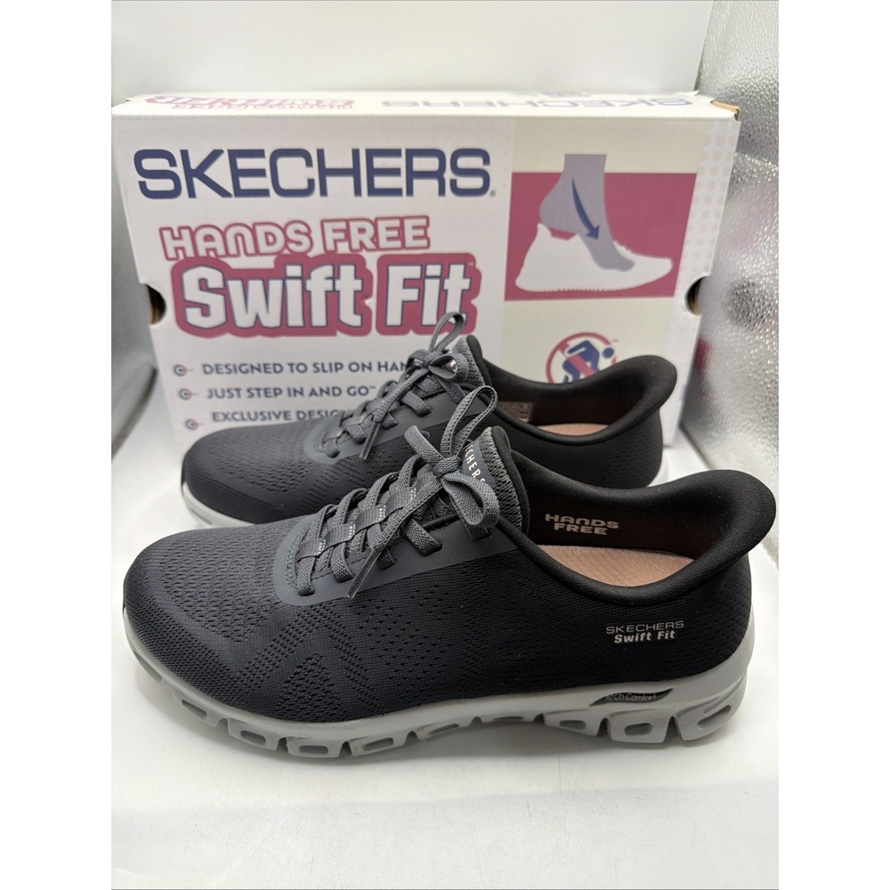 Skechers Women's Black Hands Free Swift Fit Memory Foam Slip On Shoes Size 6.5